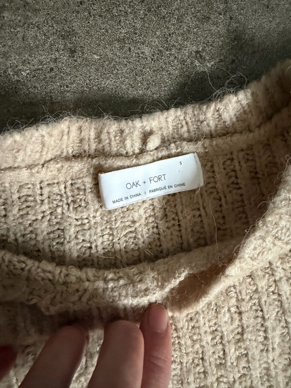 OAK + FORT Ribbed Crewneck Sweater in Beige - Picture 5 of 7